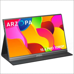 ARZOPA Portable Monitor 15.6’’ 1080P FHD Laptop Monitor USB C HDMI Computer Display HDR Eye Care External Screen