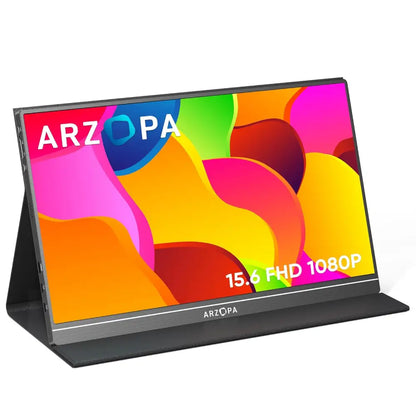 ARZOPA Portable Monitor 15.6’’ 1080P FHD Laptop Monitor USB C HDMI Computer Display HDR Eye Care External Screen