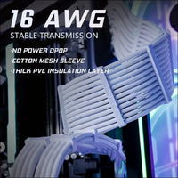 Asiahorse 16AWG PSU Cable Extension Sleeved Custom Mod GPU PC Audio Video Power Supply Soft Braided Cables with Two Color Comb Kit 24P/8P to 6+2P/ 8P to 4+4P 30CM
