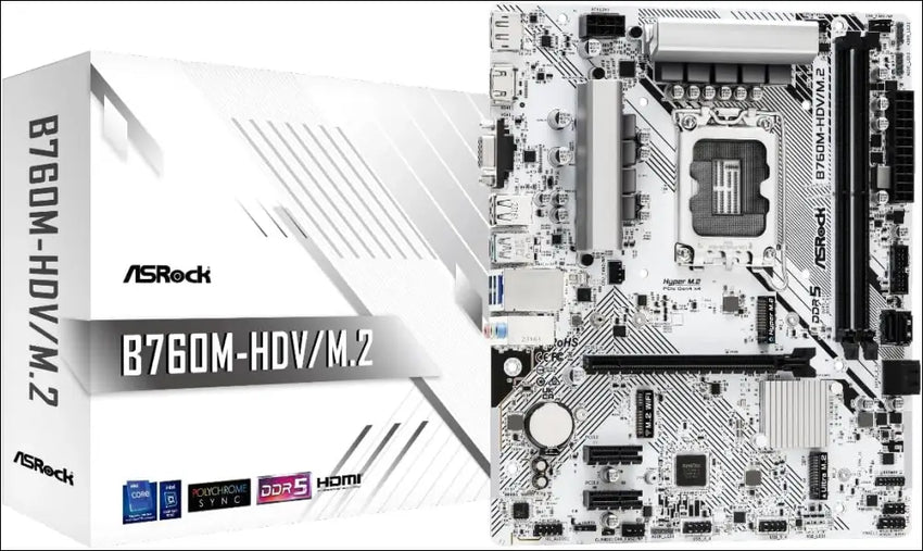 ASRock Motherboard B760M-HDV/M.2 Intel 12th and 13th Generation CPU (LGA1700) Compatible B760 Chipset DDR5 Micro ATX Motherboard