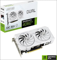 ASUS Dual Geforce RTX 4060 Ti EVO White OC Edition 8GB GDDR6 Gaming Graphics Card (Nvidia RTX4060 DLSS 3, 357 AI Tops, Pcie 4.0, 1X HDMI 2.1A, 3X Displayport 1.4A, White, DUAL-RTX4060TI-O8G-EVO-WHITE)