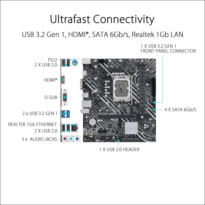 ASUS Prime H610M-K D4 Intel H610 (LGA 1700) mic-ATX Motherboard with DDR4, PCIe 4.0, M.2 Slot, Realtek 1 Gb Ethernet, HDMI, D-Sub,USB 3.2 Gen 1 Ports, SATA 6 Gbps, COM Header,...