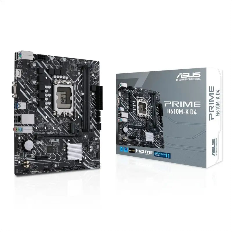 ASUS Prime H610M-K D4 Intel H610 (LGA 1700) mic-ATX Motherboard with DDR4, PCIe 4.0, M.2 Slot, Realtek 1 Gb Ethernet, HDMI, D-Sub,USB 3.2 Gen 1 Ports, SATA 6 Gbps, COM Header,...