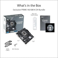 ASUS Prime H610M-K D4 Intel H610 (LGA 1700) mic-ATX Motherboard with DDR4, PCIe 4.0, M.2 Slot, Realtek 1 Gb Ethernet, HDMI, D-Sub,USB 3.2 Gen 1 Ports, SATA 6 Gbps, COM Header,...