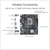 ASUS Prime H610M-K D4 Intel H610 (LGA 1700) mic-ATX Motherboard with DDR4, PCIe 4.0, M.2 Slot, Realtek 1 Gb Ethernet, HDMI, D-Sub,USB 3.2 Gen 1 Ports, SATA 6 Gbps, COM Header,...