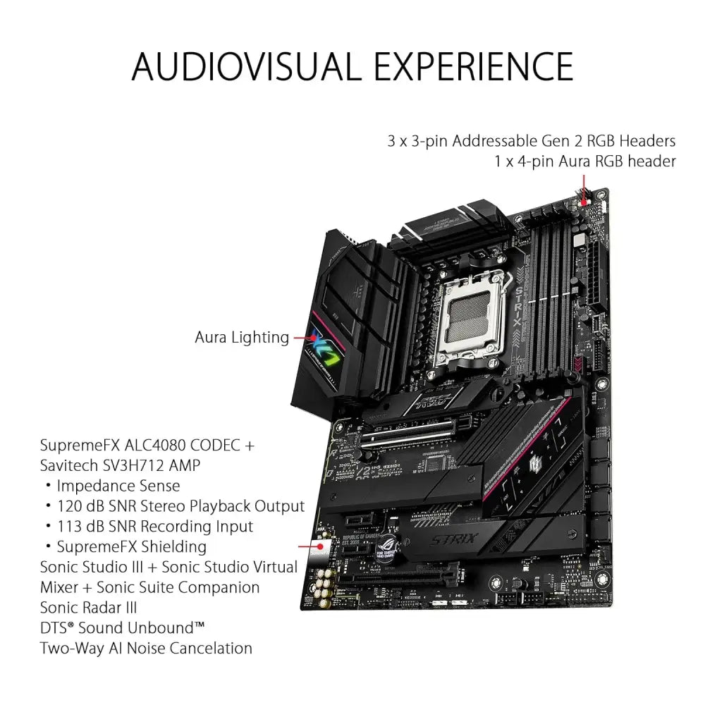 ASUS ROG Strix B650E-F Gaming WiFi AMD Ryzen AM5 ATX Motherboard, 12 + 2 Power Stages, DDR5, Three M.2 Slots, PCIe 5.0, WiFi 6E, 2.5G LAN, USB 3.2 Gen 2x2 Type-C Port, and Aura...