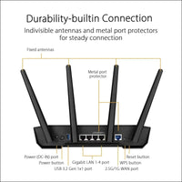 ASUS TUF Gaming AX3000 V2 Dual Band WLAN Combinable Router (Tethering as 4G and 5G Router Replacement, WiFi 6, up to 3000 Mbps, Mobile Game Mode, 2.5Gbps Port, AiMesh,...