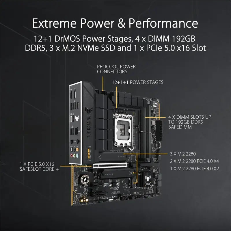 ASUS TUF Gaming B760M-PLUS WiFi II Motherboard Intel B760 LGA 1700 mATX (PCIe 5.0, M.2, DDR5, WiFi 6E, Q Antenna, Realtek 2.5GB Ethernet, DP, HDMI, SATA 6Gbps, USB Type-C,...