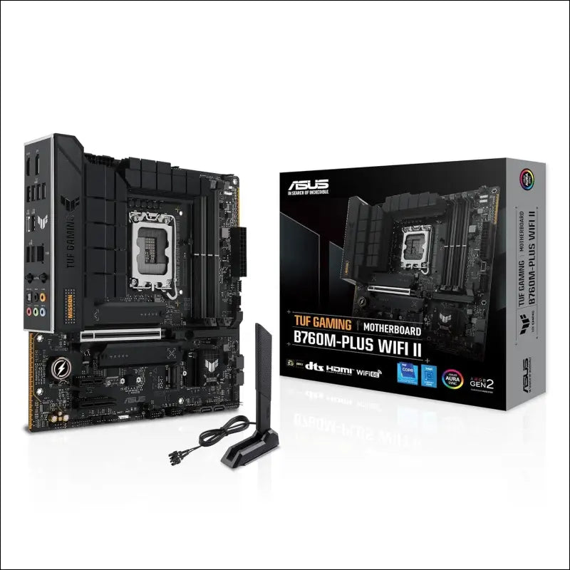 ASUS TUF Gaming B760M-PLUS WiFi II Motherboard Intel B760 LGA 1700 mATX (PCIe 5.0, M.2, DDR5, WiFi 6E, Q Antenna, Realtek 2.5GB Ethernet, DP, HDMI, SATA 6Gbps, USB Type-C,...
