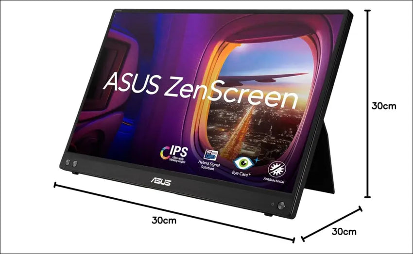 ASUS ZenScreen 15.6" 1080P FHD Portable Monitor (MB16ACV) - IPS USB-C & USB 3.0 Travel Display With Kickstand, Antibacterial Treatment for Laptop & MacBook