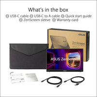 ASUS ZenScreen 15.6" 1080P FHD Portable Monitor (MB16ACV) - IPS USB-C & USB 3.0 Travel Display With Kickstand, Antibacterial Treatment for Laptop & MacBook
