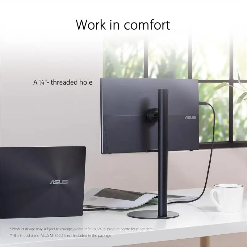 ASUS ZenScreen 15.6" 1080P FHD Portable Monitor (MB16ACV) - IPS USB-C & USB 3.0 Travel Display With Kickstand, Antibacterial Treatment for Laptop & MacBook