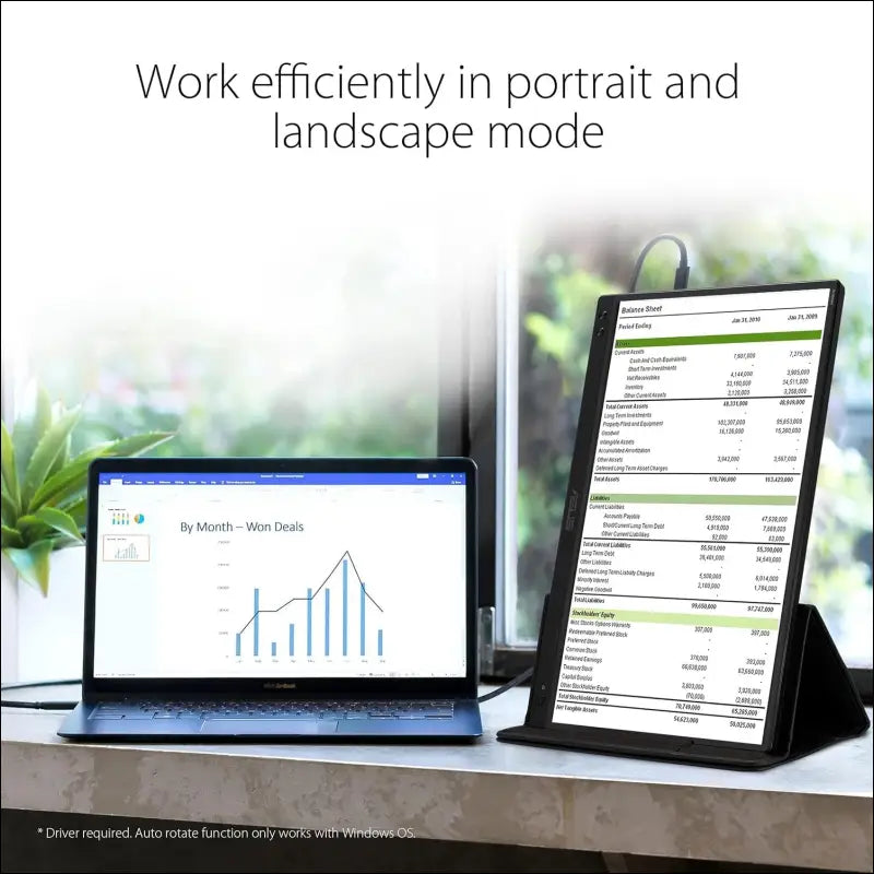 ASUS ZenScreen Portable Monitor 15.6" 1080P FHD (MB166C) - IPS USB-C Travel Display for Laptop & MacBook, Flicker-Free and Blue Light Filter With Smart Cover