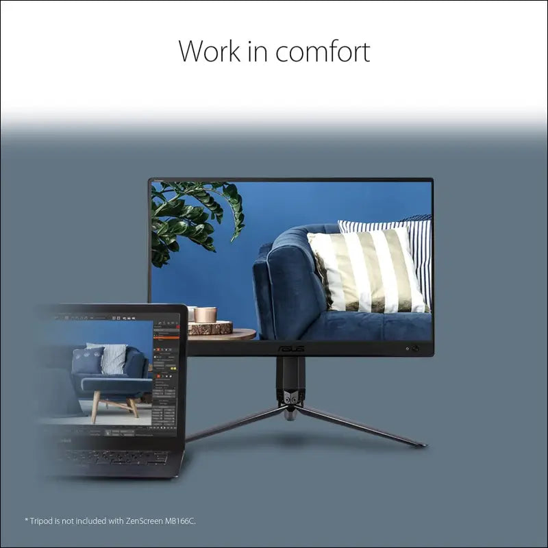 ASUS ZenScreen Portable Monitor 15.6" 1080P FHD (MB166C) - IPS USB-C Travel Display for Laptop & MacBook, Flicker-Free and Blue Light Filter With Smart Cover