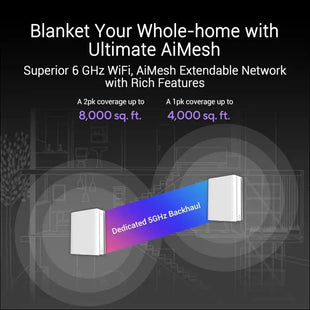ASUS ZenWiFi BQ16 BE2500 Quad Band WiFi7 Mesh Router (up to 370 m² Coverage, 2 x 10G Ports, Smart Home Master with Multi-SSD for IoT, VPN and Child Control, 4G & 5G Mobile...