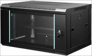 AUSWAY 4U Network Server Cabinet Wall Mount Data Rack Enclosure 19 Inch Deep with Locking Glass Door Removable Side