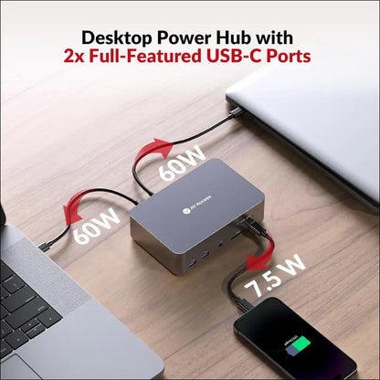 AV Access Docking Station KVM Switch 2 Monitors 2 Laptops, 4K KVM Dual Monitor, 2 USB-C MST Ports, 60W PD for Each PC,1G Ethernet, EDID Emulation, 2K@144Hz, 1080P@240Hz, Ideal for Home Office & Gaming
