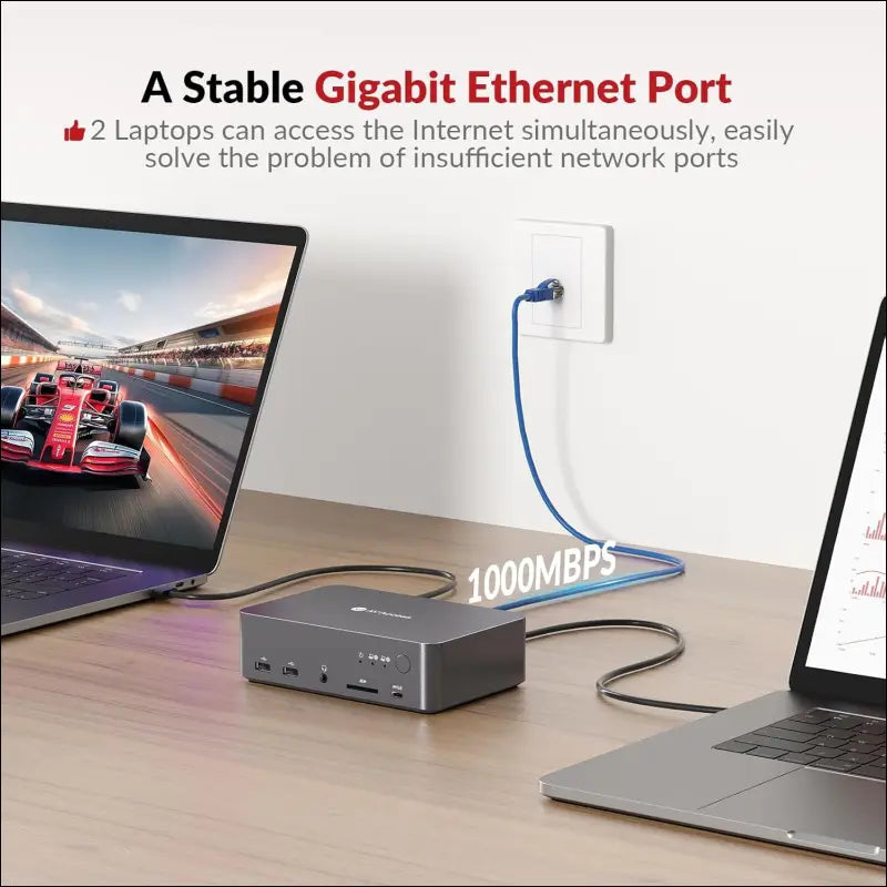 AV Access Docking Station KVM Switch 2 Monitors 2 Laptops, 4K KVM Dual Monitor, 2 USB-C MST Ports, 60W PD for Each PC,1G Ethernet, EDID Emulation, 2K@144Hz, 1080P@240Hz, Ideal for Home Office & Gaming