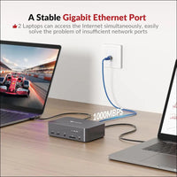 AV Access Docking Station KVM Switch 2 Monitors 2 Laptops, 4K KVM Dual Monitor, 2 USB-C MST Ports, 60W PD for Each PC,1G Ethernet, EDID Emulation, 2K@144Hz, 1080P@240Hz, Ideal for Home Office & Gaming
