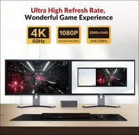 AV Access Docking Station KVM Switch 2 Monitors 2 Laptops, 4K KVM Dual Monitor, 2 USB-C MST Ports, 60W PD for Each PC,1G Ethernet, EDID Emulation, 2K@144Hz, 1080P@240Hz, Ideal for Home Office & Gaming