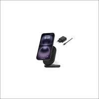 Belkin BoostCharge Magnetic Foldable Qi2 Charger 2 in 1 Power 15W MagSafe Compatible Wireless Charger for Apple iPhone 16/15/14/13 with Non-Slip Base, Power Supply Included - Black