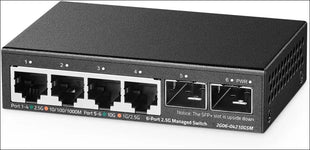 Binardat 4 Port 2.5G Web Managed Switch with 2x10G SFP, Ultra-Mini Size, Support Trunk/LACP/VLAN/QOS, Metal Multi-Gigabit Desktop/Wallmount Network