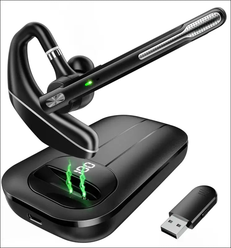 Bluetooth Headset V5.3, Wireless Earbuds with 1000mAh Charging Case, 96 Hours Talk Time, Hands-Free Noise Cancelling Headphones and Dual Microphone for Computers, Mobile Phones