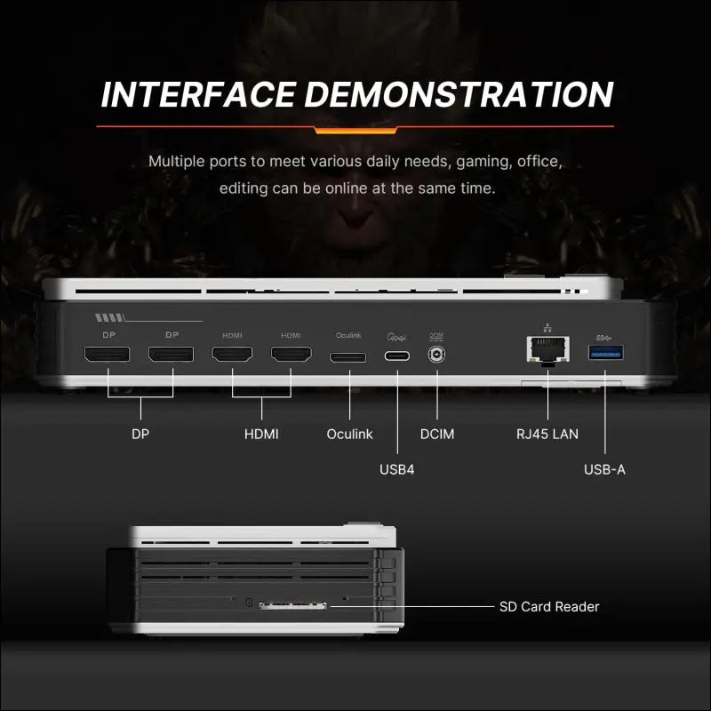 BOSGAME GVP7600 AMD Radeon RX 7600M XT Egpu External Graphics Card USB Hub USB4 | Oculink | HDMI | Display Port | LAN | M.2 NVME SSD Expansion Slot