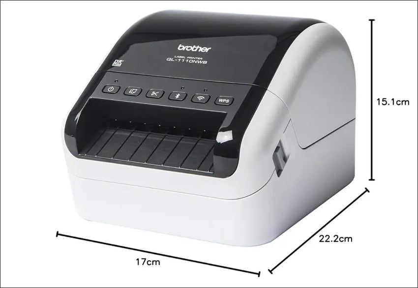 Brother QL1110NWBC 4 Inch Professional Label Printer with LAN, Wi-Fi, Bluetooth, 69 Labels per Minute, USB, 300 x 600 DPI, Automatic Cut