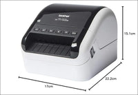 Brother QL1110NWBC 4 Inch Professional Label Printer with LAN, Wi-Fi, Bluetooth, 69 Labels per Minute, USB, 300 x 600 DPI, Automatic Cut