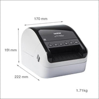 Brother QL1110NWBC 4 Inch Professional Label Printer with LAN, Wi-Fi, Bluetooth, 69 Labels per Minute, USB, 300 x 600 DPI, Automatic Cut