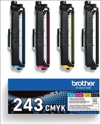 Brother TN-243BK/TN-243C/TN-243M/TN-243Y Toner Cartridges, Black/Cyan/Magenta/Yellow, Multi-Pack, Standard Yield, Includes 4 x Toner Cartridges, Brother Genuine Supplies