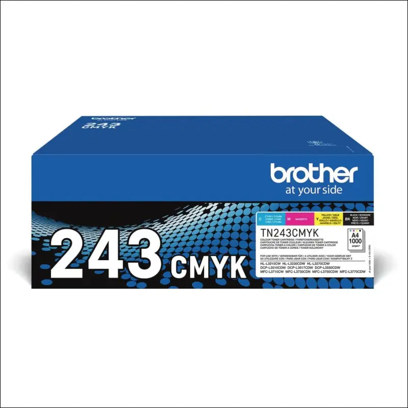 Brother TN-243BK/TN-243C/TN-243M/TN-243Y Toner Cartridges, Black/Cyan/Magenta/Yellow, Multi-Pack, Standard Yield, Includes 4 x Toner Cartridges, Brother Genuine Supplies