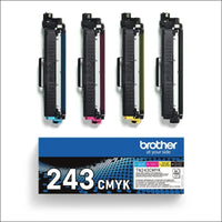 Brother TN-243BK/TN-243C/TN-243M/TN-243Y Toner Cartridges, Black/Cyan/Magenta/Yellow, Multi-Pack, Standard Yield, Includes 4 x Toner Cartridges, Brother Genuine Supplies