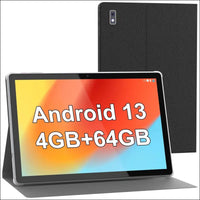 BYYBUO Android 13 Tablet,10.1 inch Tablet with Case, 4GB RAM 64GB ROM Quad-Core Processor 5000mAh Battery, 1280x800 IPS FHD Touchscreen 5MP+8MP Camera, Bluetooth,WiFi,Metal Body
