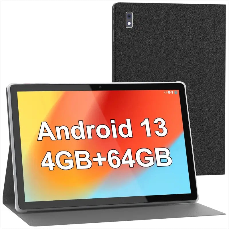BYYBUO Android 13 Tablet,10.1 inch Tablet with Case, 4GB RAM 64GB ROM Quad-Core Processor 5000mAh Battery, 1280x800 IPS FHD Touchscreen 5MP+8MP Camera, Bluetooth,WiFi,Metal Body