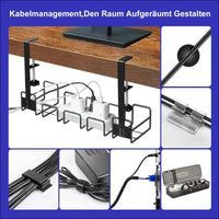 Cable Duct for Desk, Black Cable Management, No Drilling Cable Organiser for Cable Hiding, Office Desk Cable Tray, Under Desk Organiser with Cable Organisation, Large
