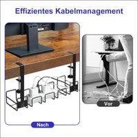 Cable Duct for Desk, Black Cable Management, No Drilling Cable Organiser for Cable Hiding, Office Desk Cable Tray, Under Desk Organiser with Cable Organisation, Large