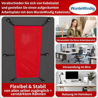 Cable Net 95 x 24 cm Red Large Format for Business Office Organisation with Energy Stylish Cable Management