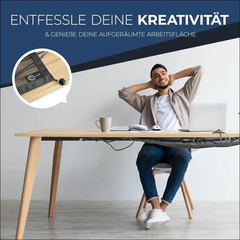 Cable Net Desk for Cable Management, Flexible Cable Duct - Ideal for Cable Organisation - Hide Cable Under The Table, Cable Holder with Cable Hose, Black