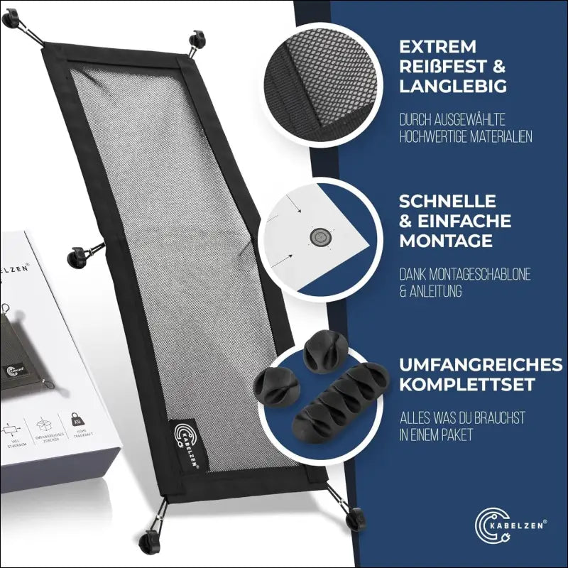 Cable Net Desk for Cable Management, Flexible Cable Duct - Ideal for Cable Organisation - Hide Cable Under The Table, Cable Holder with Cable Hose, Black