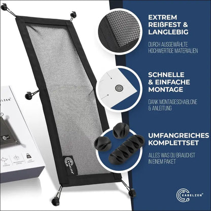 Cable Net Desk for Cable Management, Flexible Cable Duct - Ideal for Cable Organisation - Hide Cable Under The Table, Cable Holder with Cable Hose, Black