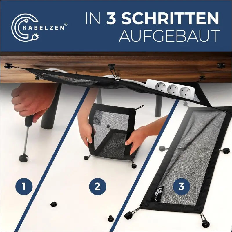 Cable Net Desk for Cable Management, Flexible Cable Duct - Ideal for Cable Organisation - Hide Cable Under The Table, Cable Holder with Cable Hose, Black