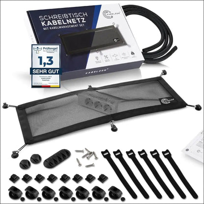 Cable Net Desk for Cable Management, Flexible Cable Duct - Ideal for Cable Organisation - Hide Cable Under The Table, Cable Holder with Cable Hose, Black