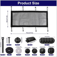 Cable Net Desk, Cable Management Desk for Under Table, Cable Channels, Cable Tray, Cable Trays with 8 Hooks, Adjustable Cable Velcro Straps, Cable Holder, Cable Clips for PC...