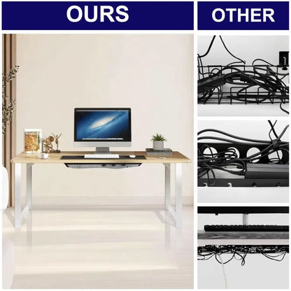 Cable Net Desk, Cable Management Desk for Under Table, Cable Channels, Cable Tray, Cable Trays with 8 Hooks, Adjustable Cable Velcro Straps, Cable Holder, Cable Clips for PC...
