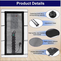 Cable Net Desk, Cable Management Desk for Under Table, Cable Channels, Cable Tray, Cable Trays with 8 Hooks, Adjustable Cable Velcro Straps, Cable Holder, Cable Clips for PC...