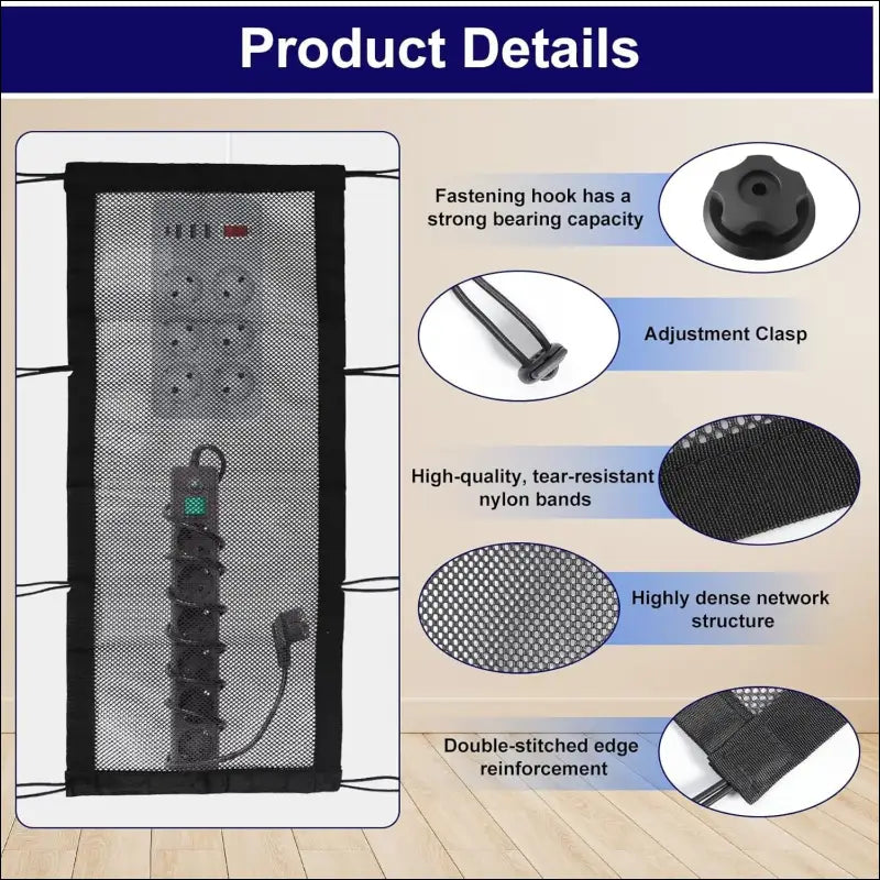 Cable Net Desk, Cable Management Desk for Under Table, Cable Channels, Cable Tray, Cable Trays with 8 Hooks, Adjustable Cable Velcro Straps, Cable Holder, Cable Clips for PC...