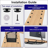 Cable Net Desk, Cable Management Desk for Under Table, Cable Channels, Cable Tray, Cable Trays with 8 Hooks, Adjustable Cable Velcro Straps, Cable Holder, Cable Clips for PC...