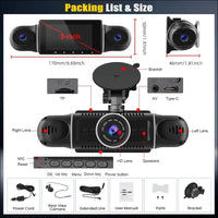 CAMECHO 4 Channel Dash Cam Car, 360° Rotatable Front Rear Interior Left Right Dash Cam, Car Camera with App Control, IR Night Vision, Loop Recording, G-Sensor, Parking Aid, 24H...